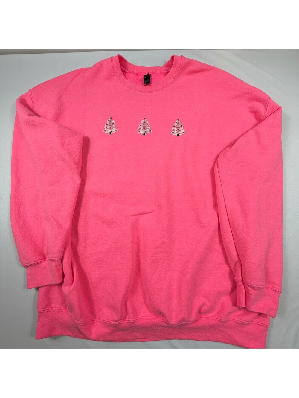Gildan Heavy Blend Pink Crewneck Sweatshirt with Small Tree Embroidery